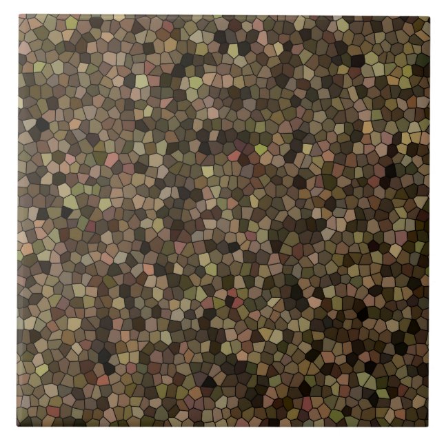 Brown Green Mosaic Pattern Ceramic Tile (Front)