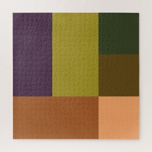 Brown Green Peach Purple Color Block Print Jigsaw Puzzle