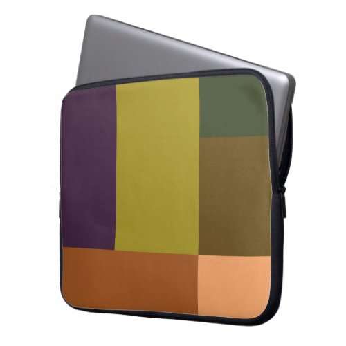 Brown Green Peach Purple Color Block Print Laptop Sleeve