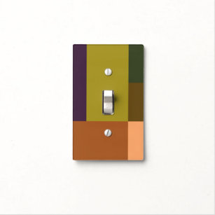 Brown Green Peach Purple Color Block Print Light Switch Cover