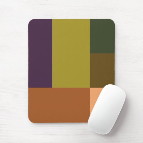 Brown Green Peach Purple Color Block Print Mouse Pad