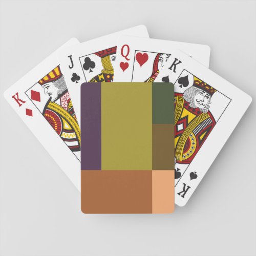 Brown Green Peach Purple Color Block Print Playing Cards