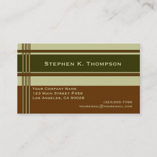 Customizable Brown Green Professional Stripes Block Business Card Templates