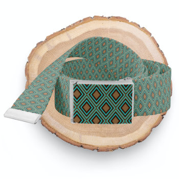 Brown Green Ricaso Patterned Belt by Ricaso_Graphics at Zazzle
