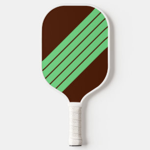 Brown Green Striped 70s 80s Classic Retro Stripes Pickleball Paddle