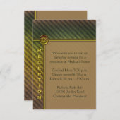 Brown, Green Striped Bar Mitzvah Enclosure Card (Front/Back)