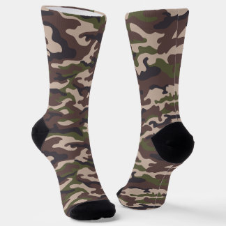 Brown, Green, Tan Camouflage Style Socks