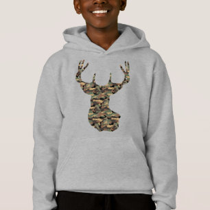 Brown Green Tree Bark Pattern Buck Hoodie