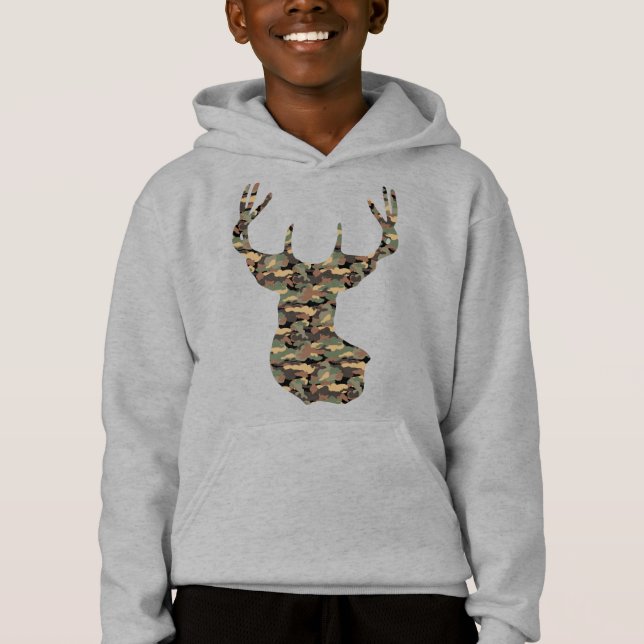 Brown Green Tree Bark Pattern Buck Hoodie (Front)