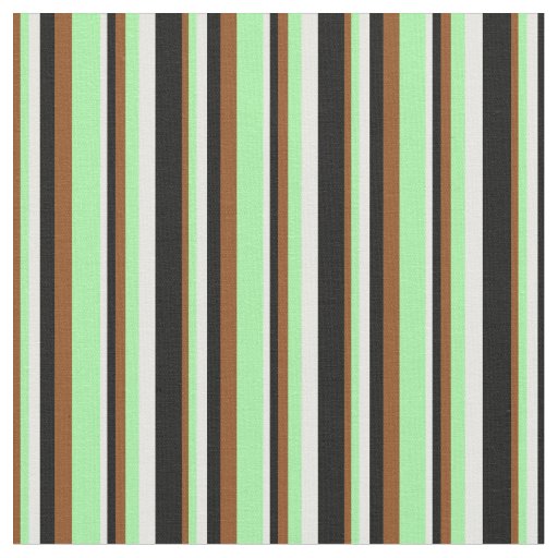 Brown, Green, White & Black Pattern of Stripes Fabric