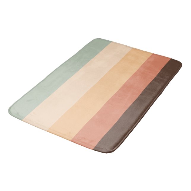 Brown, green, yellow and orange stripes bath mat (Angled)