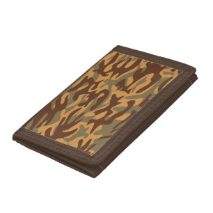 brown green yellow Military Camouflage Tri-fold Wallet