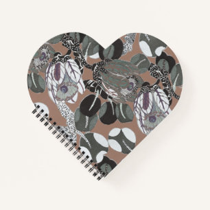 Brown grey floral pattern notebook