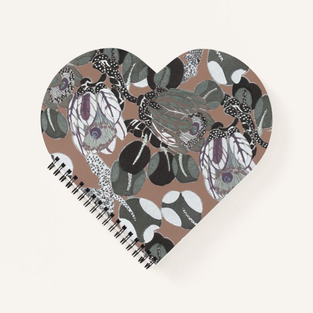 Brown grey floral pattern notebook (Front)