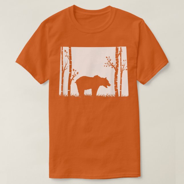 Brown Grizzly Bear Hunting - Wyoming map Hunter  T-Shirt (Design Front)