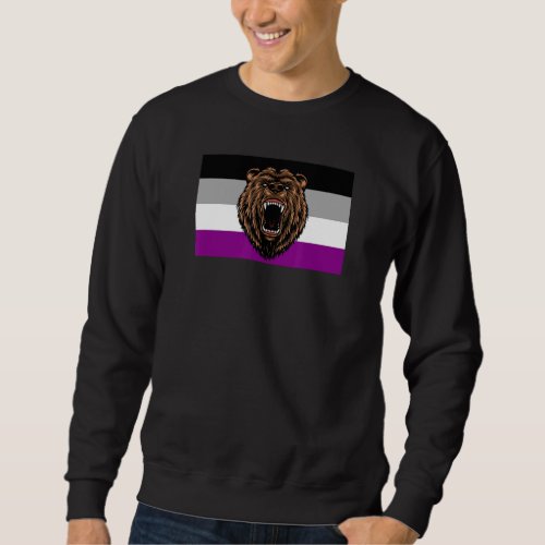 Brown Grizzly Bear Love Asexual Pride Flag Wild Fo Sweatshirt