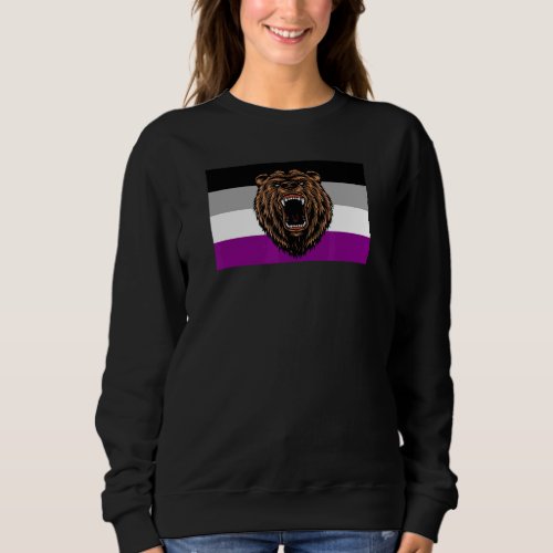 Brown Grizzly Bear Love Asexual Pride Flag Wild Fo Sweatshirt