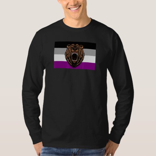 Brown Grizzly Bear Love Asexual Pride Flag Wild Fo T_Shirt