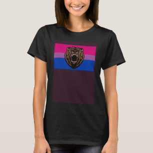 Brown Grizzly Bear Love Bisexual Pride Flag Wild F T-Shirt