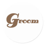 Brown Groom Classic Round Sticker