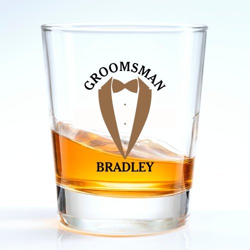 Brown Groomsman Name Wedding Bachelor Party Shot Glass