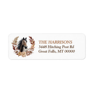 Brown Grulla Horse Autumn Wreath Label