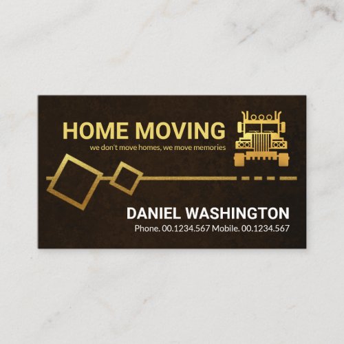 Brown Grunge Gold Moving Box Logistics Driver Business Card