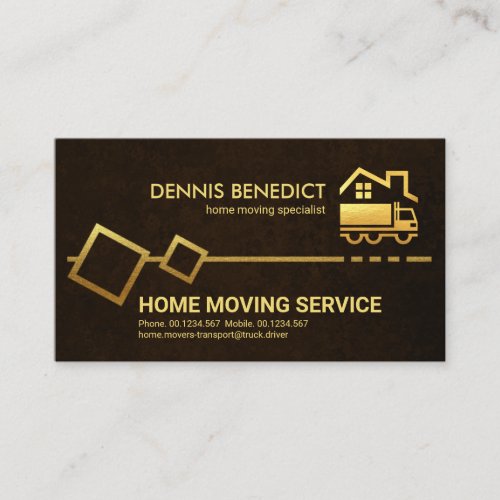 Brown Grunge Gold Moving Boxes Business Card