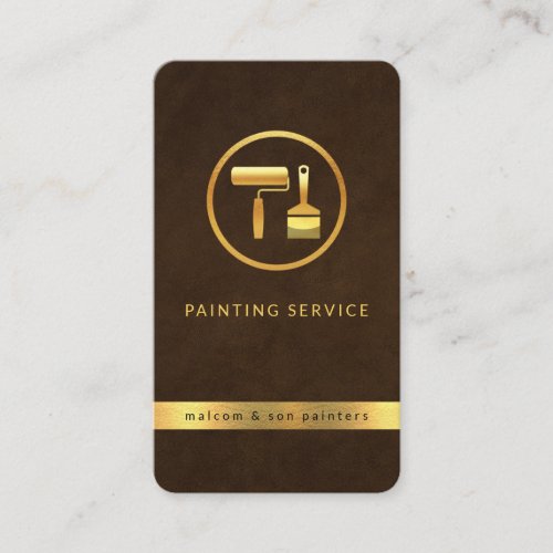 Brown Grunge Gold Paint Brush Business Card