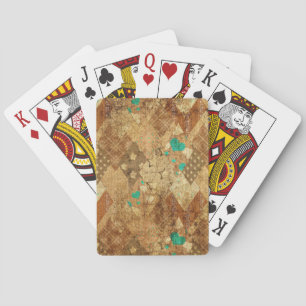 Brown Grunge Quilt Stars Hearts Poker Cards