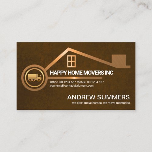 Brown Grunge Texture Copper Home Movers Business Card