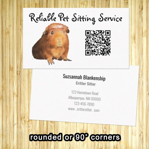 Brown Guinea Pig Photo  QR Code Pet Care  Business Card