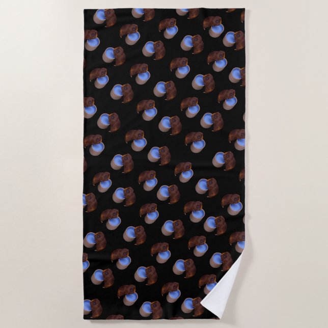 Brown Guinea Pig With Water Bowl, Beach Towel (Front)
