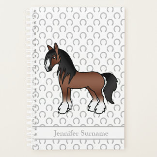 Brown Gypsy Vanner Clydesdale Horse &amp; Custom Text Planner