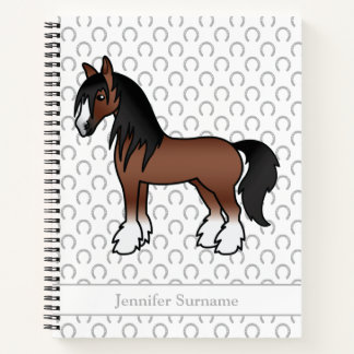 Brown Gypsy Vanner Clydesdale Horse &amp; Text Notebook