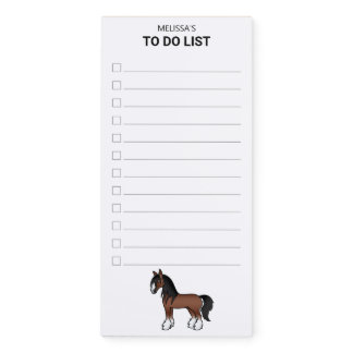 Brown Gypsy Vanner Clydesdale Horse To Do List Magnetic Notepad