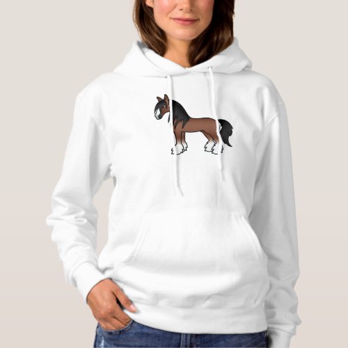 Brown Gypsy Vanner Clydesdale Shire Cartoon Horse Hoodie