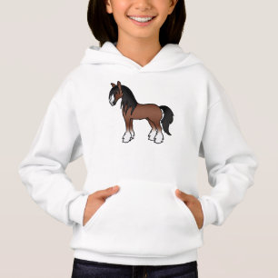 Brown Gypsy Vanner Clydesdale Shire Cartoon Horse Hoodie