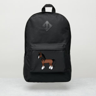 Brown Gypsy Vanner Clydesdale Shire Cartoon Horse Port Authority® Backpack