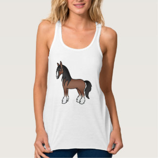 Brown Gypsy Vanner Clydesdale Shire Cartoon Horse Tank Top