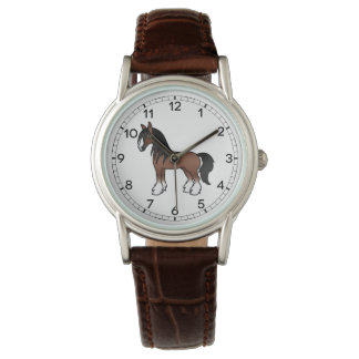 Brown Gypsy Vanner Clydesdale Shire Cartoon Horse Watch