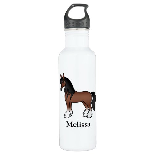 Brown Gypsy Vanner Clydesdale Shire Horse  Name Stainless Steel Water Bottle