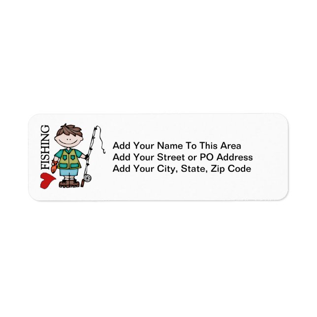 Brown Hair Boy I Love Fishing Label (Front)