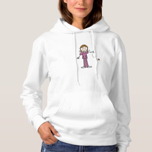 Brown Hair Female Stick Figure Nurse Hoodie