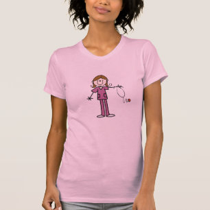 Brown Hair Female Stick Figure Nurse T-Shirt