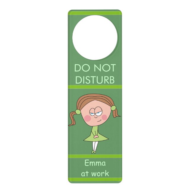 Brown Hair Girl Funny Green Door Hangers (Front)