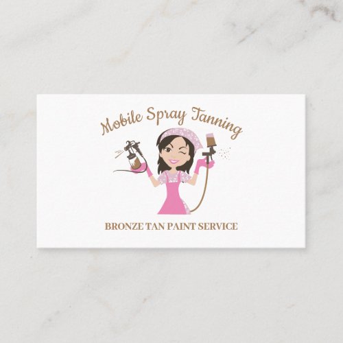 Brown Hair Girl Mobile Tanning Spray Body Paint Business Card