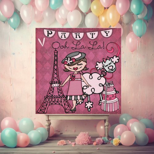 Brown Hair Girl Ooh La La Paris Birthday Invite