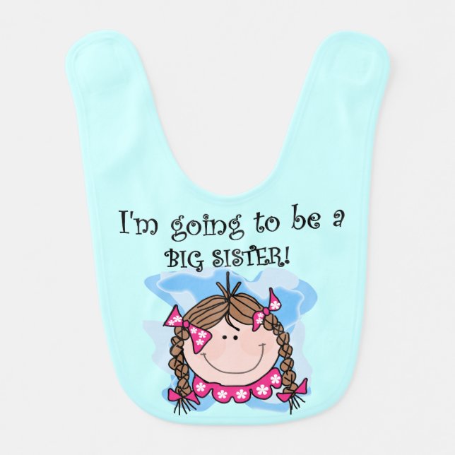 Brown Hair Going to be a Big Sister Bib (Front)