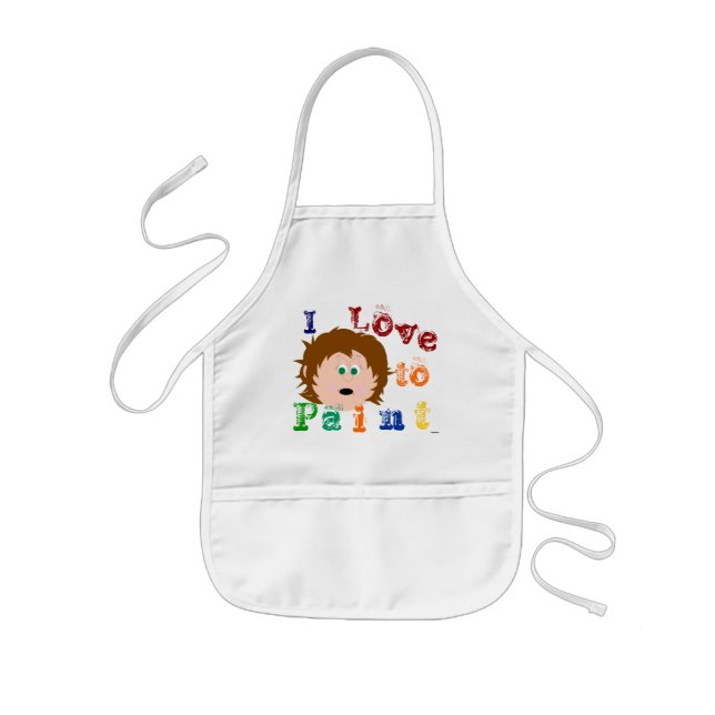 Brown Hair Green Eyed Little Girls Face Painting Kids' Apron (Front)